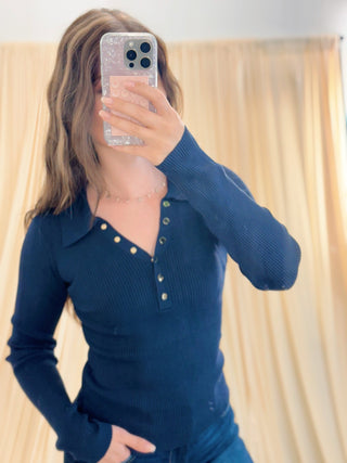 Harborview, Collared Top - Silver Line Boutique