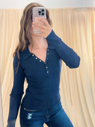 Harborview, Collared Top - Silver Line Boutique