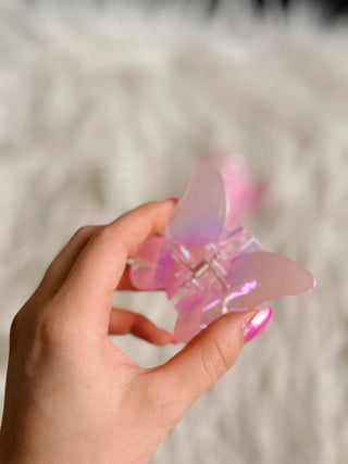 Holographic, Butterfly Clip - Silver Line Boutique