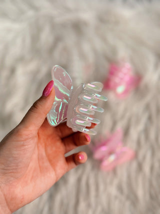 Holographic, Butterfly Clip - Silver Line Boutique