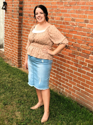 Made For You, Taupe Blouse *Exclusively Curvy* - Silver Line Boutique