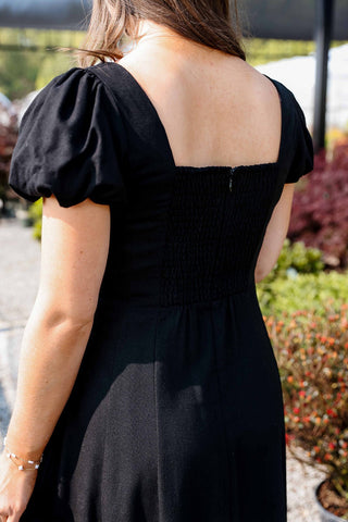 Midnight Elegance, Black Dress - Silver Line Boutique