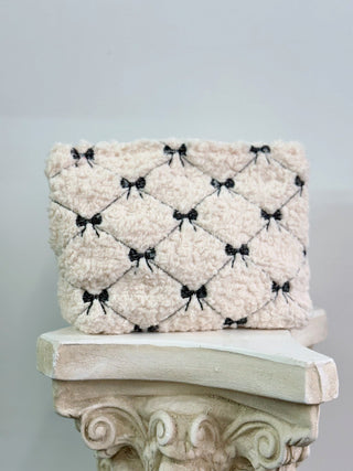 Plush Bow Cosmetic Bags - Silver Line Boutique