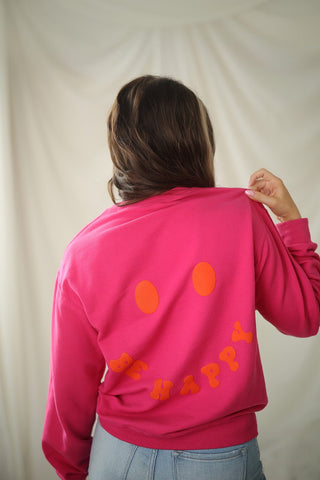 (Puffer) Be Happy, Smilie Crewneck - Silver Line Boutique