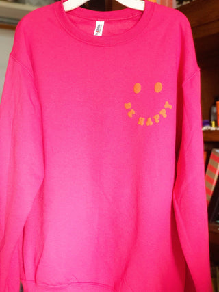 (Puffer) Be Happy, Smilie Crewneck - Silver Line Boutique
