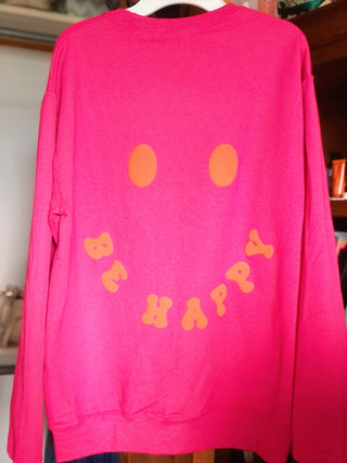 (Puffer) Be Happy, Smilie Crewneck - Silver Line Boutique