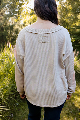 Sagebrush V-Neck Knit Top - Silver Line Boutique