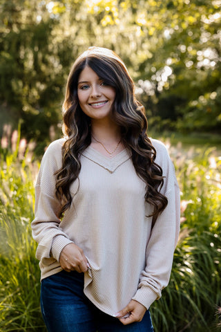 Sagebrush V-Neck Knit Top - Silver Line Boutique
