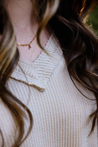 Sagebrush V-Neck Knit Top - Silver Line Boutique