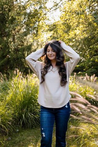 Sagebrush V-Neck Knit Top - Silver Line Boutique