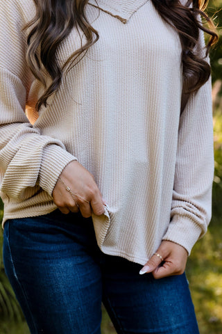 Sagebrush V-Neck Knit Top - Silver Line Boutique