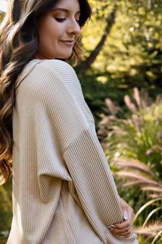 Sagebrush V-Neck Knit Top - Silver Line Boutique
