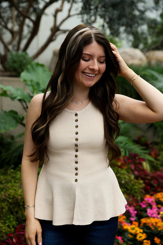 Sandstone, Peplum Sweater - Silver Line Boutique