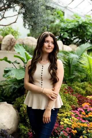 Sandstone, Peplum Sweater - Silver Line Boutique