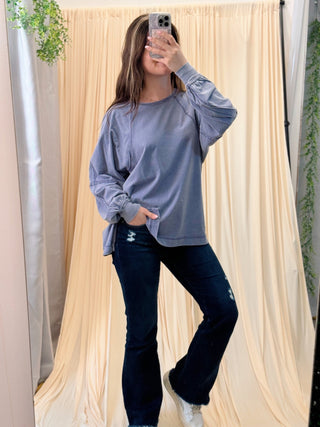 Slate Sky, Oversized Tee - Silver Line Boutique