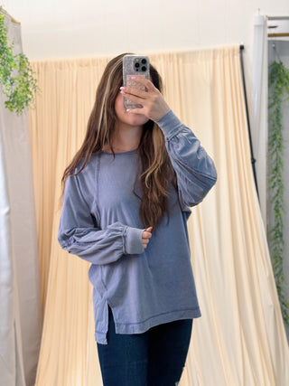 Slate Sky, Oversized Tee - Silver Line Boutique