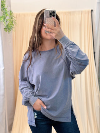 Slate Sky, Oversized Tee - Silver Line Boutique