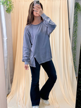 Slate Sky, Oversized Tee - Silver Line Boutique