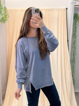 Slate Sky, Oversized Tee - Silver Line Boutique