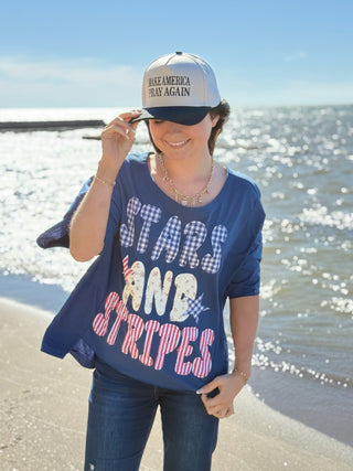 Stars and Strips, Patchwork Tee - Silver Line Boutique
