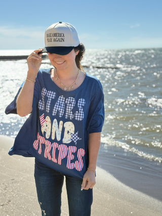 Stars and Strips, Patchwork Tee - Silver Line Boutique