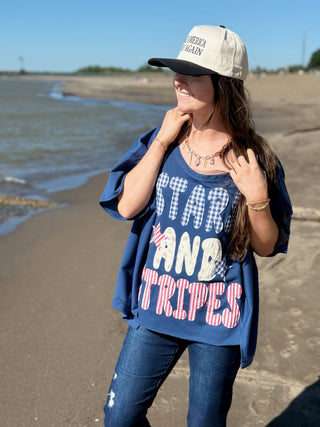 Stars and Strips, Patchwork Tee - Silver Line Boutique