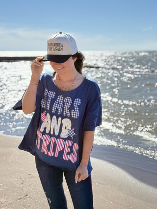 Stars and Strips, Patchwork Tee - Silver Line Boutique