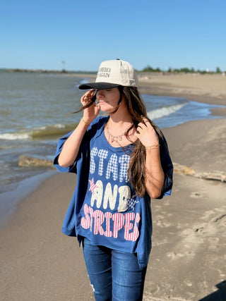 Stars and Strips, Patchwork Tee - Silver Line Boutique