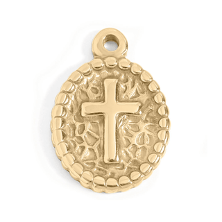Textured Medallion Cross Charm (Standard) - Silver Line Boutique
