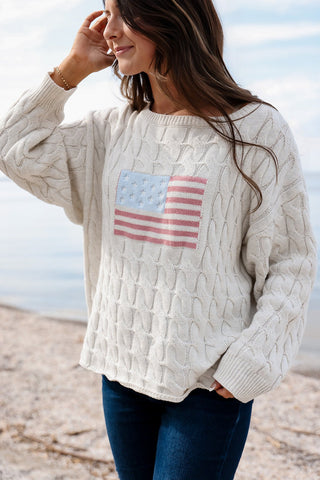 Cable knit American sweater oversized