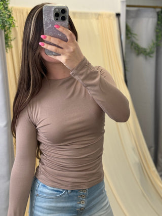 The Latte Luxe, Ruched Top - Silver Line Boutique