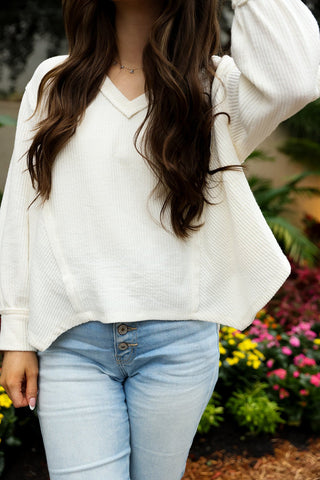 Timeless In White, V - Neck Knit - Silver Line Boutique