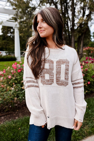 Varsity Rustique, Distressed Sweater - Silver Line Boutique