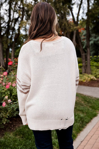 Varsity Rustique, Distressed Sweater - Silver Line Boutique