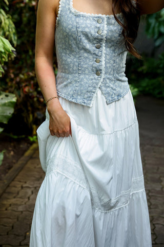 Wildflower, Denim Vest - Silver Line Boutique